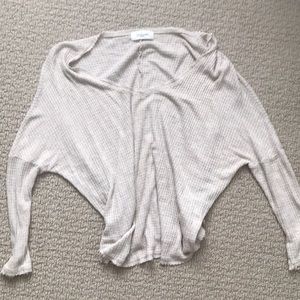 Carly Jean cream waffle knit shirt